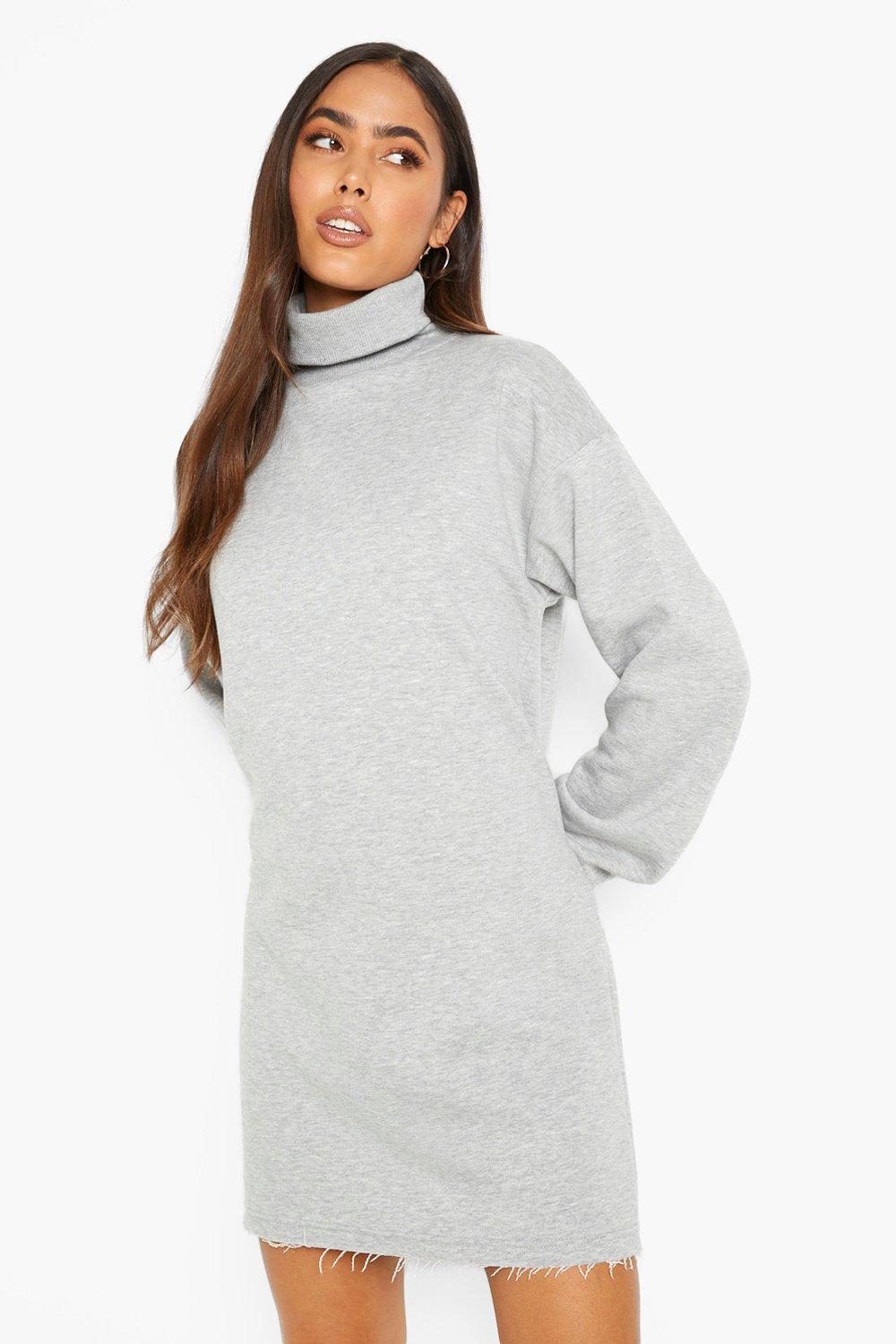 Roll Neck Sweatshirt Dress boohoo